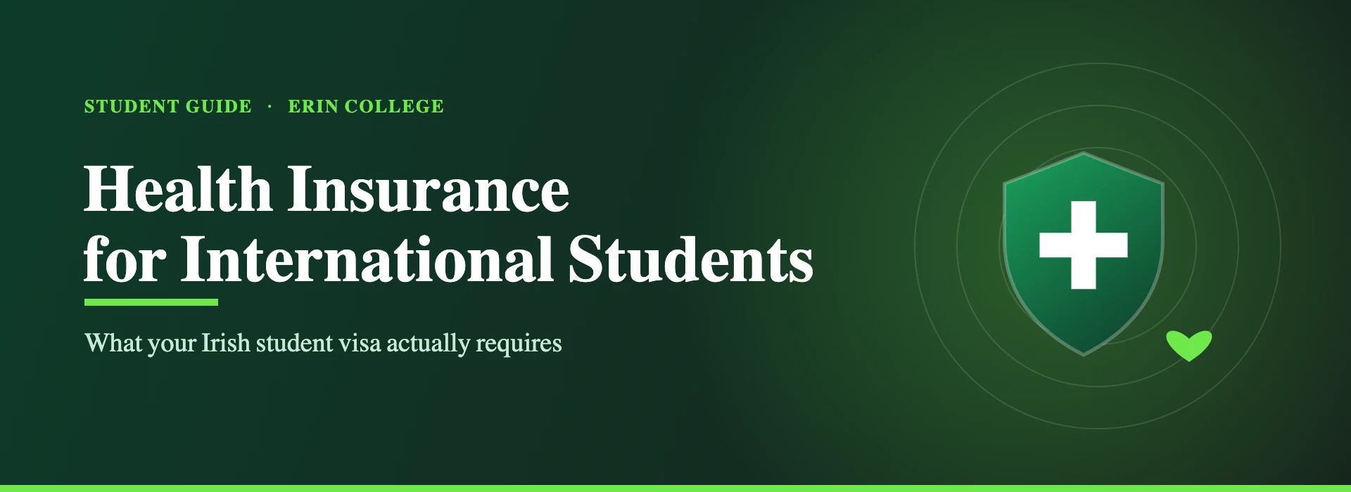 Health insurance for international students in Ireland — Erin College guide banner